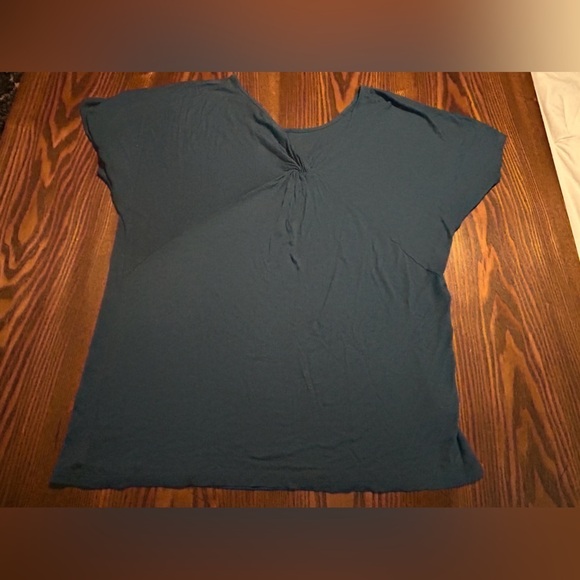 Loft Twist Back Tee women’s L teal blue classic staple wardrobe teacher V-neck - Picture 11 of 13